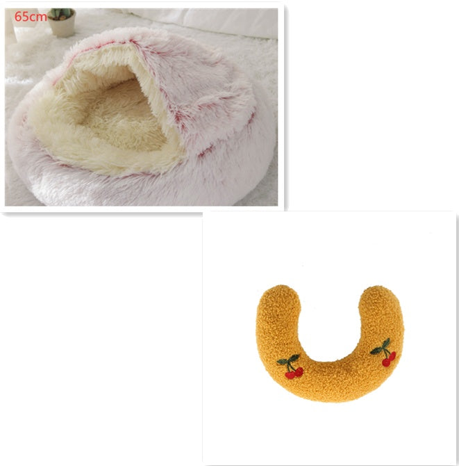 2 In 1 Dog And Cat Winter Round Bed