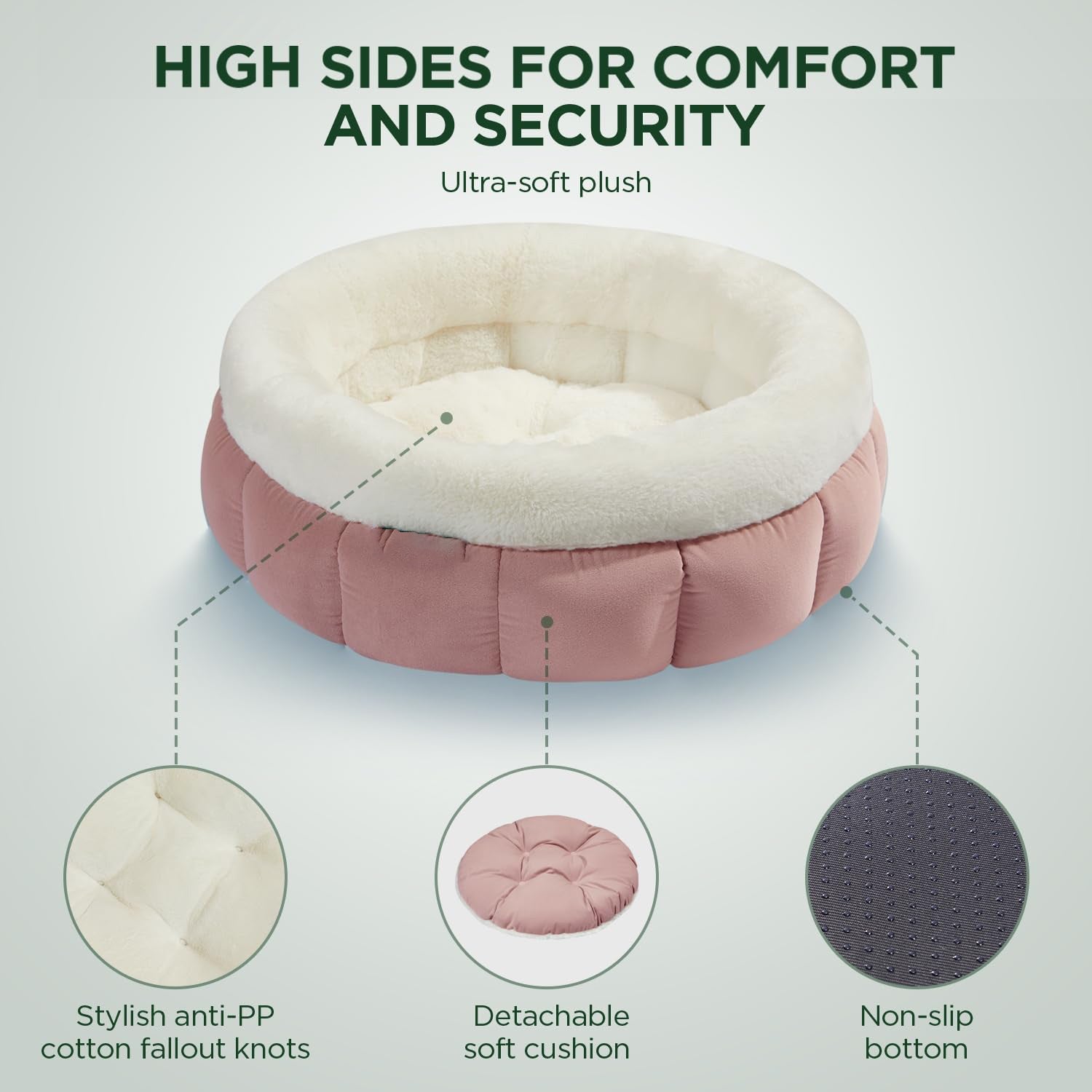 Donut Washable Pet Bed With Anti-Slip Bottom