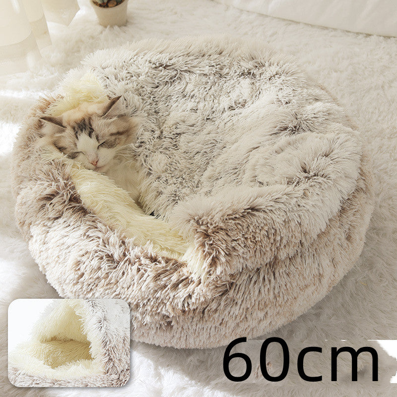2 In 1 Dog And Cat Winter Round Bed