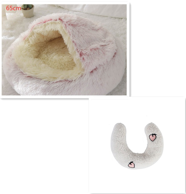2 In 1 Dog And Cat Winter Round Bed