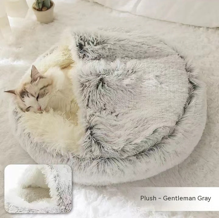 2 In 1 Dog And Cat Winter Round Bed