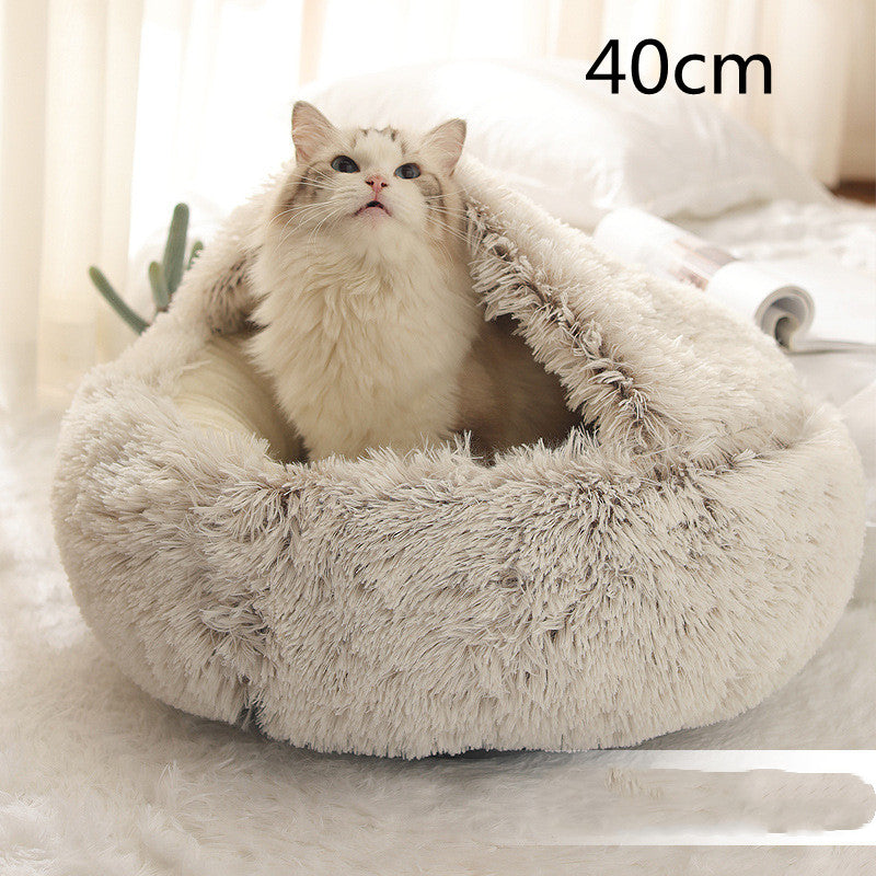 2 In 1 Dog And Cat Winter Round Bed