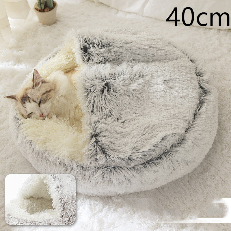 2 In 1 Dog And Cat Winter Round Bed