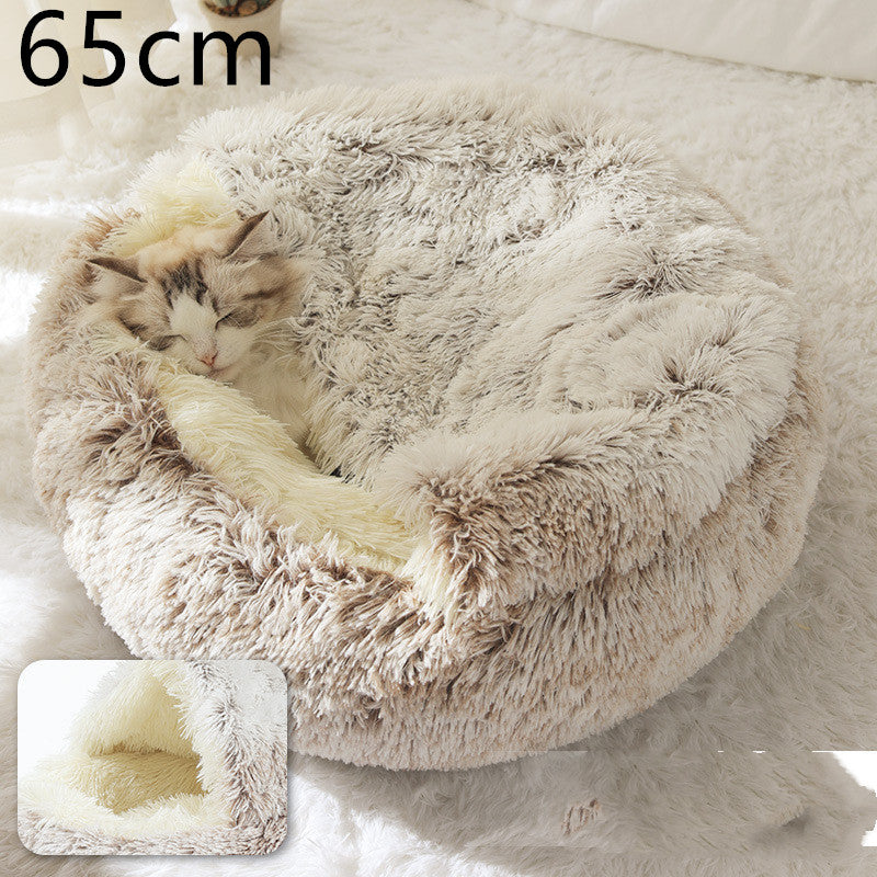 2 In 1 Dog And Cat Winter Round Bed