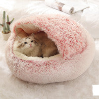 2 In 1 Dog And Cat Winter Round Bed