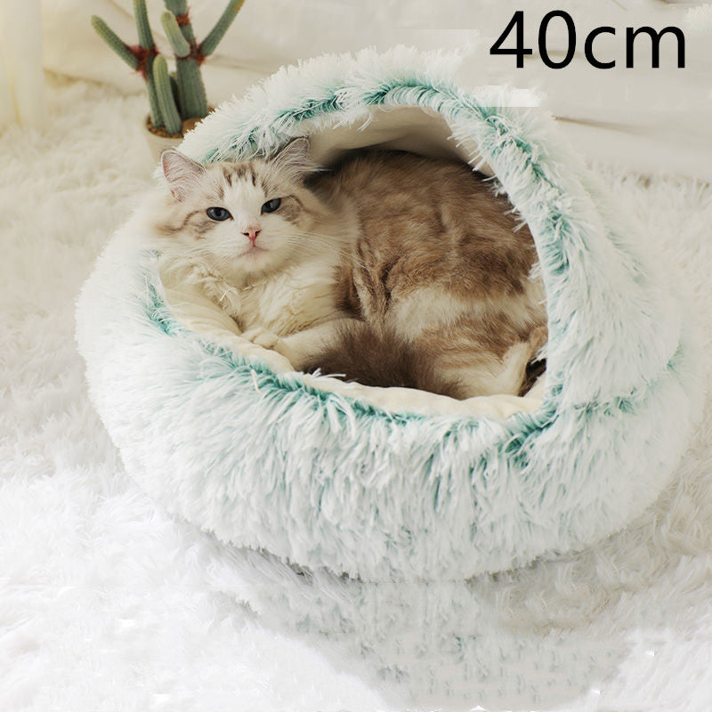 2 In 1 Dog And Cat Winter Round Bed