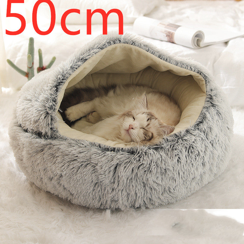 2 In 1 Dog And Cat Winter Round Bed