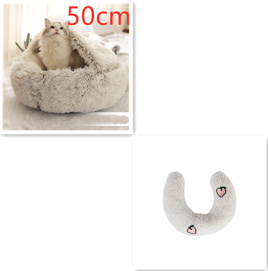 2 In 1 Dog And Cat Winter Round Bed