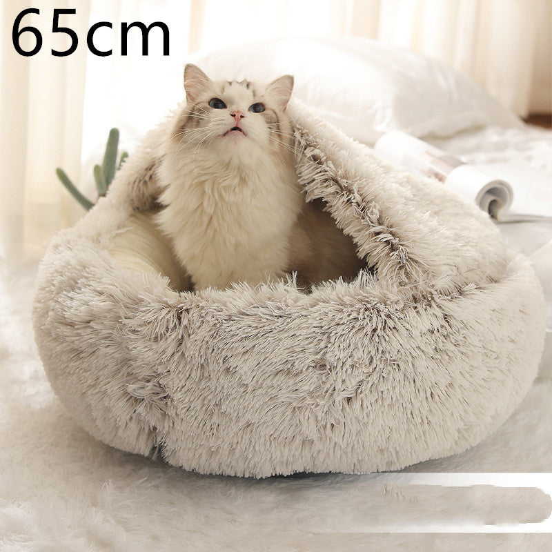 2 In 1 Dog And Cat Winter Round Bed