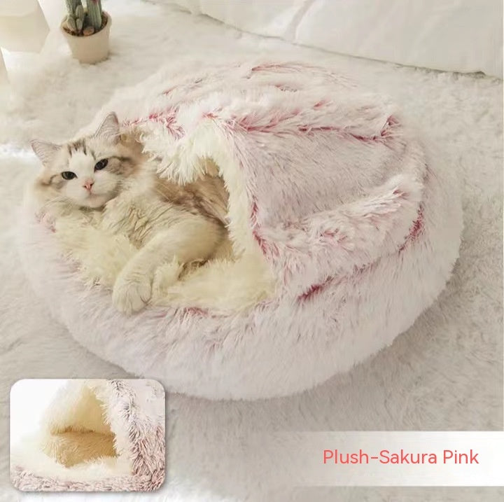2 In 1 Dog And Cat Winter Round Bed