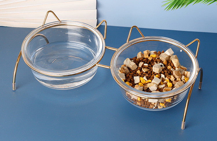 Glass Dish Feeder Pet Food Bowls