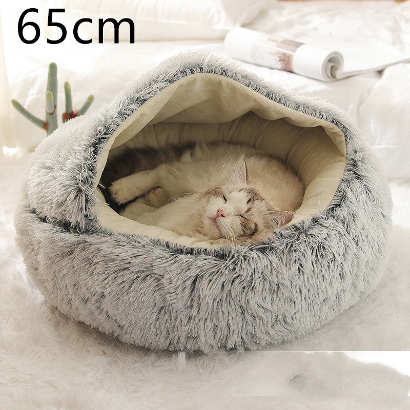 2 In 1 Dog And Cat Winter Round Bed