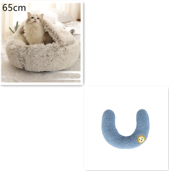 2 In 1 Dog And Cat Winter Round Bed
