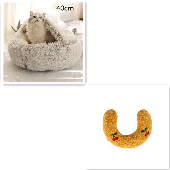 2 In 1 Dog And Cat Winter Round Bed