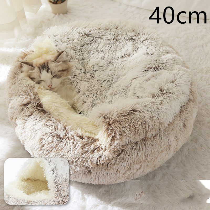 2 In 1 Dog And Cat Winter Round Bed