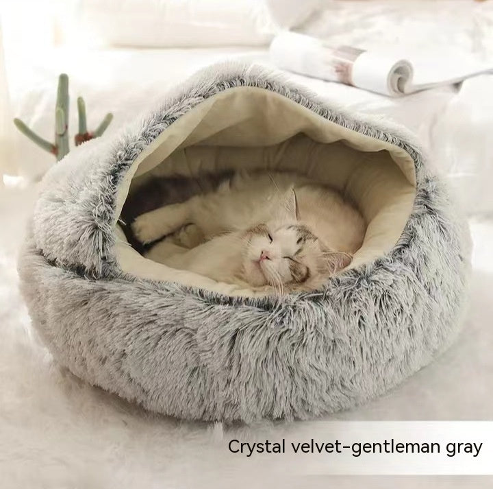 2 In 1 Dog And Cat Winter Round Bed