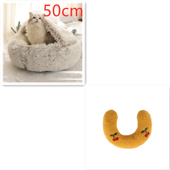 2 In 1 Dog And Cat Winter Round Bed