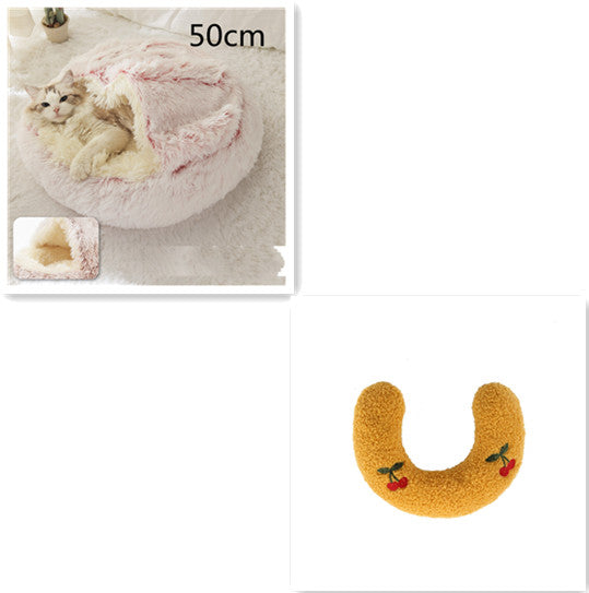 2 In 1 Dog And Cat Winter Round Bed