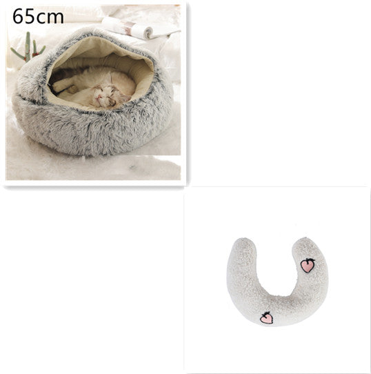 2 In 1 Dog And Cat Winter Round Bed