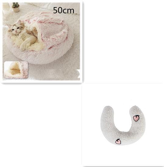 2 In 1 Dog And Cat Winter Round Bed