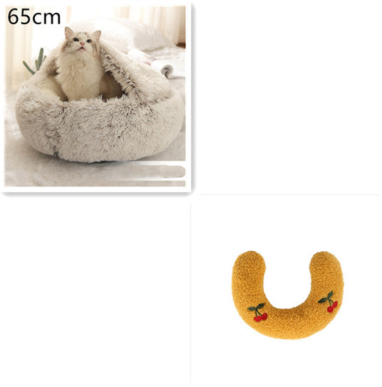 2 In 1 Dog And Cat Winter Round Bed