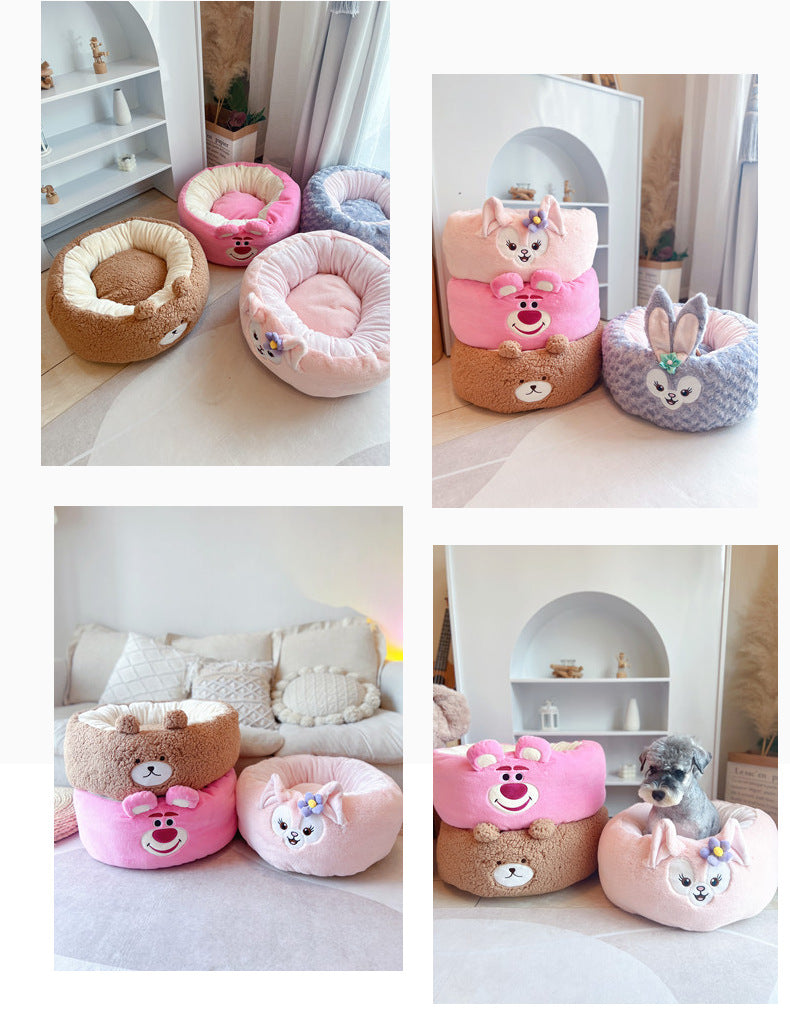 Universal Winter Plush Pet Round Bed
