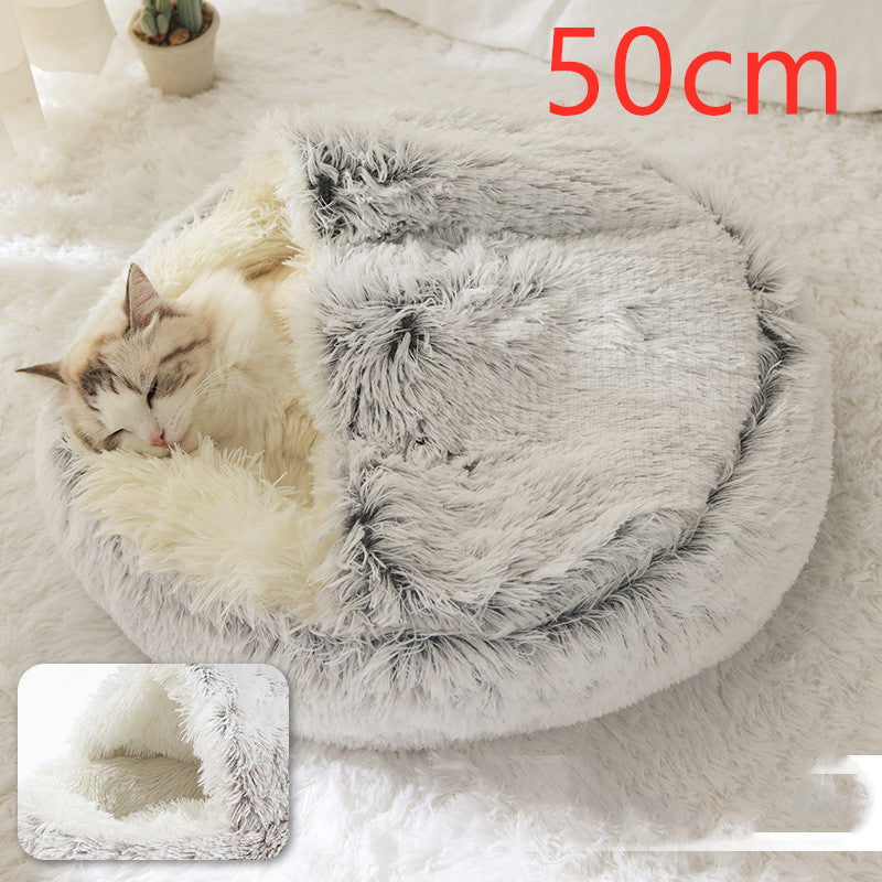 2 In 1 Dog And Cat Winter Round Bed