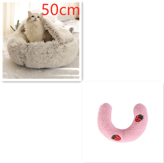2 In 1 Dog And Cat Winter Round Bed