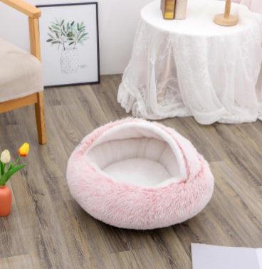 2 In 1 Dog And Cat Winter Round Bed
