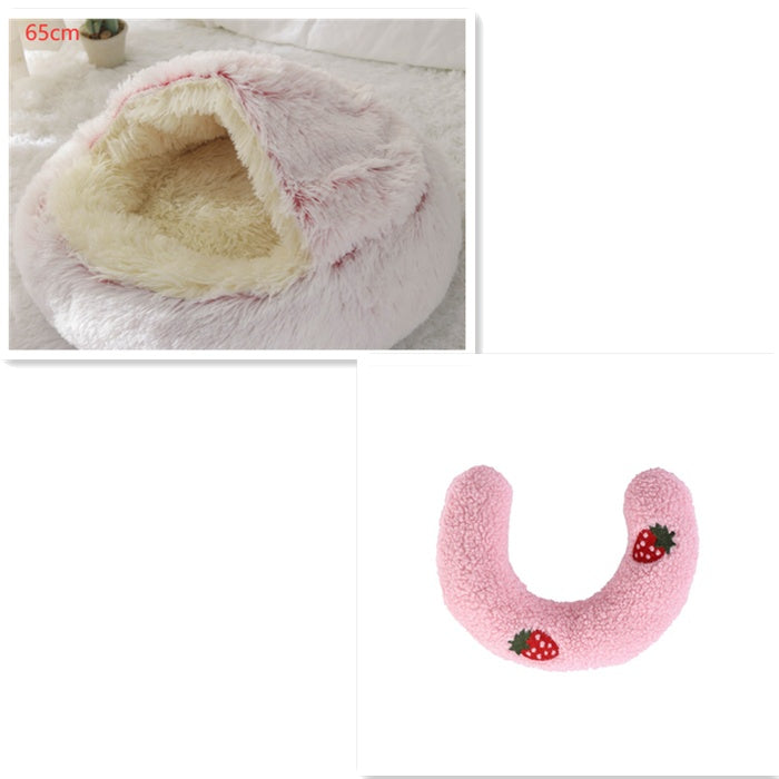 2 In 1 Dog And Cat Winter Round Bed