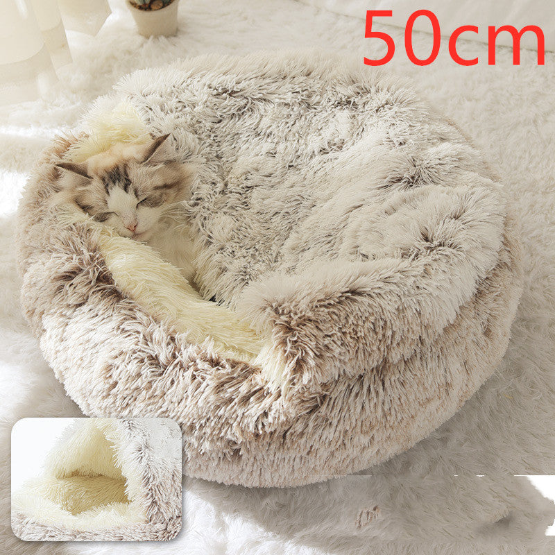 2 In 1 Dog And Cat Winter Round Bed