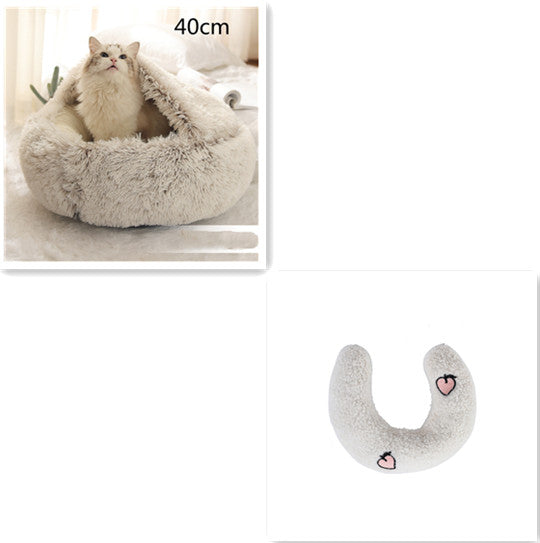 2 In 1 Dog And Cat Winter Round Bed