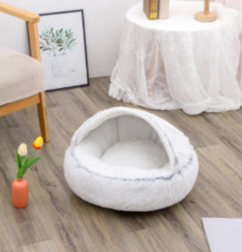 2 In 1 Dog And Cat Winter Round Bed