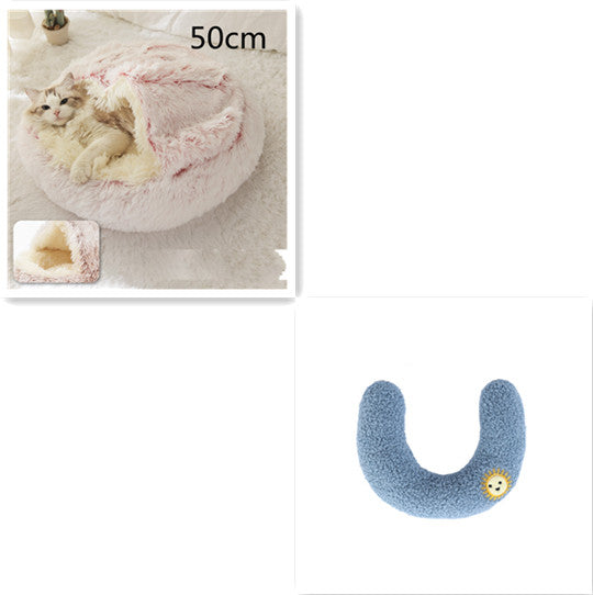2 In 1 Dog And Cat Winter Round Bed
