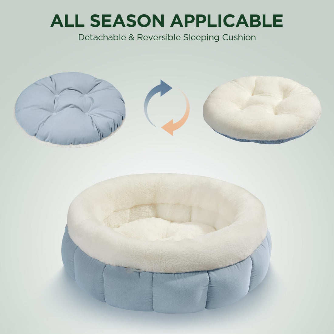 Donut Washable Pet Bed With Anti-Slip Bottom