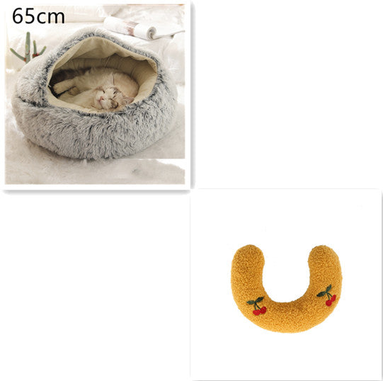 2 In 1 Dog And Cat Winter Round Bed