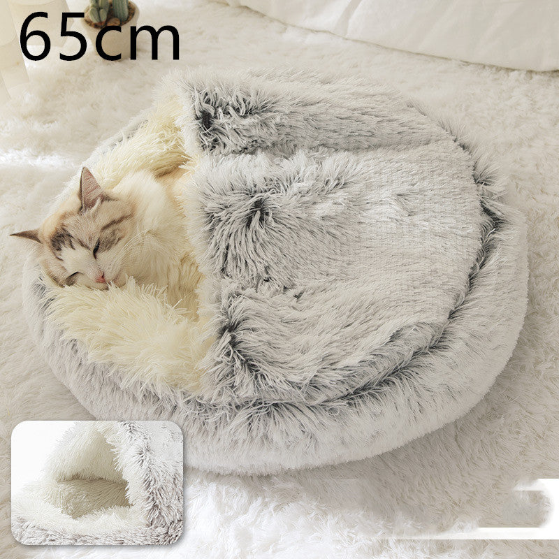 2 In 1 Dog And Cat Winter Round Bed
