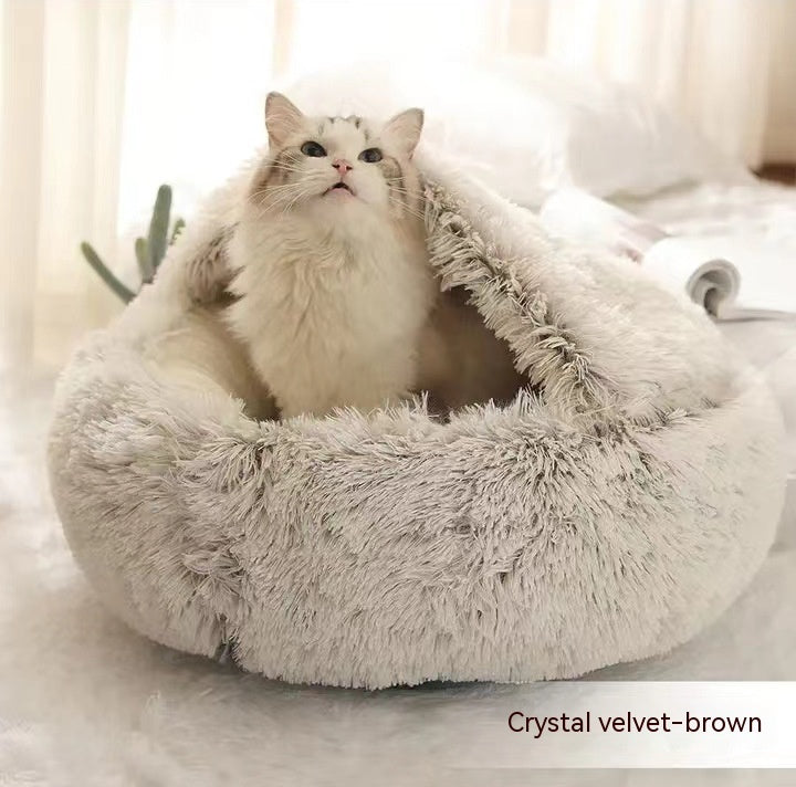 2 In 1 Dog And Cat Winter Round Bed
