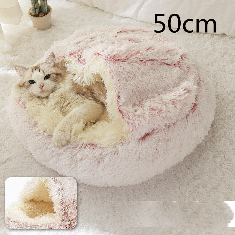 2 In 1 Dog And Cat Winter Round Bed