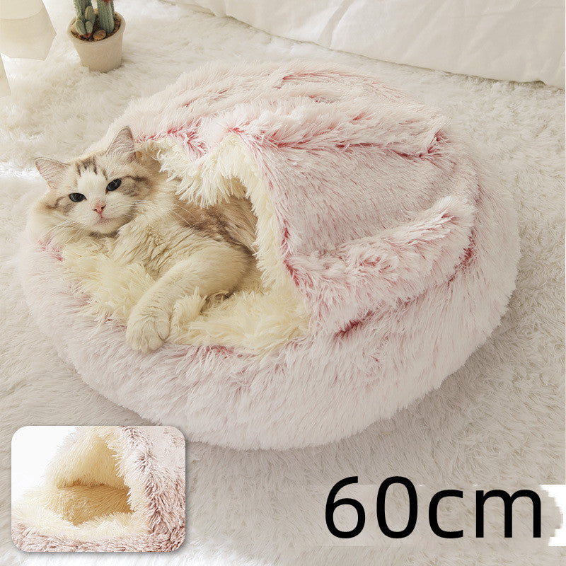 2 In 1 Dog And Cat Winter Round Bed