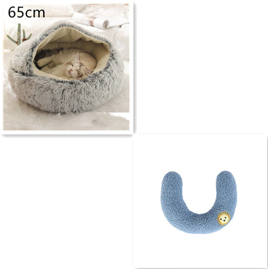 2 In 1 Dog And Cat Winter Round Bed