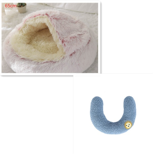 2 In 1 Dog And Cat Winter Round Bed