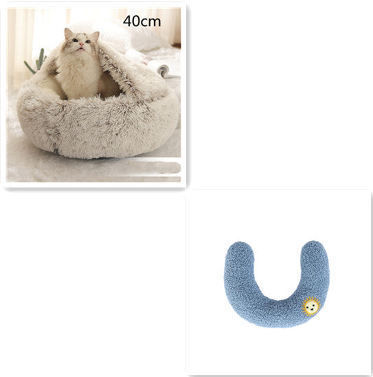2 In 1 Dog And Cat Winter Round Bed