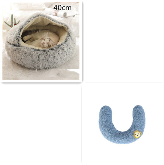 2 In 1 Dog And Cat Winter Round Bed
