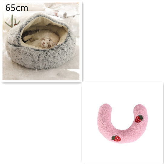 2 In 1 Dog And Cat Winter Round Bed