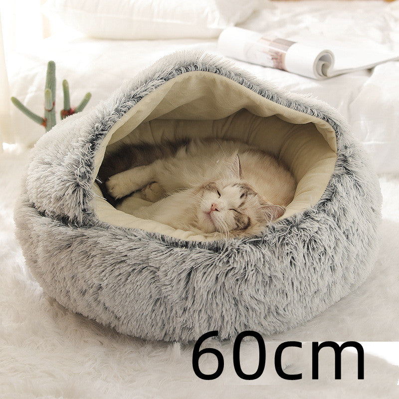2 In 1 Dog And Cat Winter Round Bed