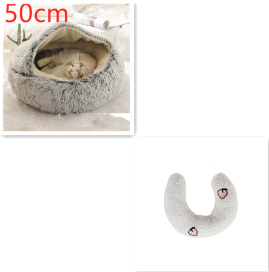 2 In 1 Dog And Cat Winter Round Bed