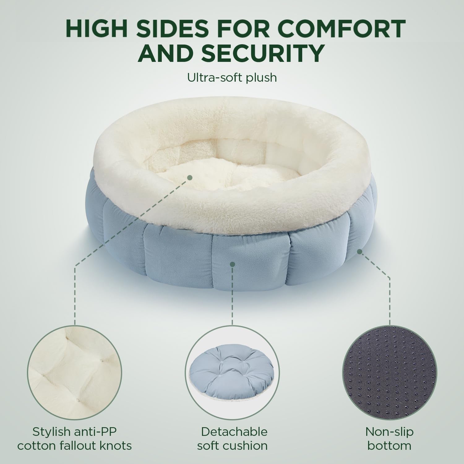 Donut Washable Pet Bed With Anti-Slip Bottom