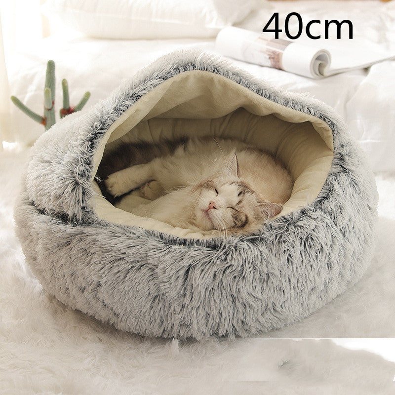 2 In 1 Dog And Cat Winter Round Bed