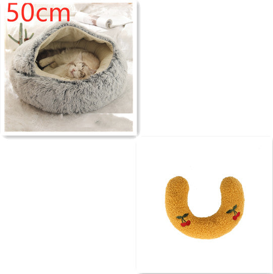 2 In 1 Dog And Cat Winter Round Bed